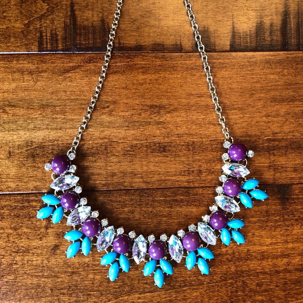 Talbots blue &purple adjustable statement necklace